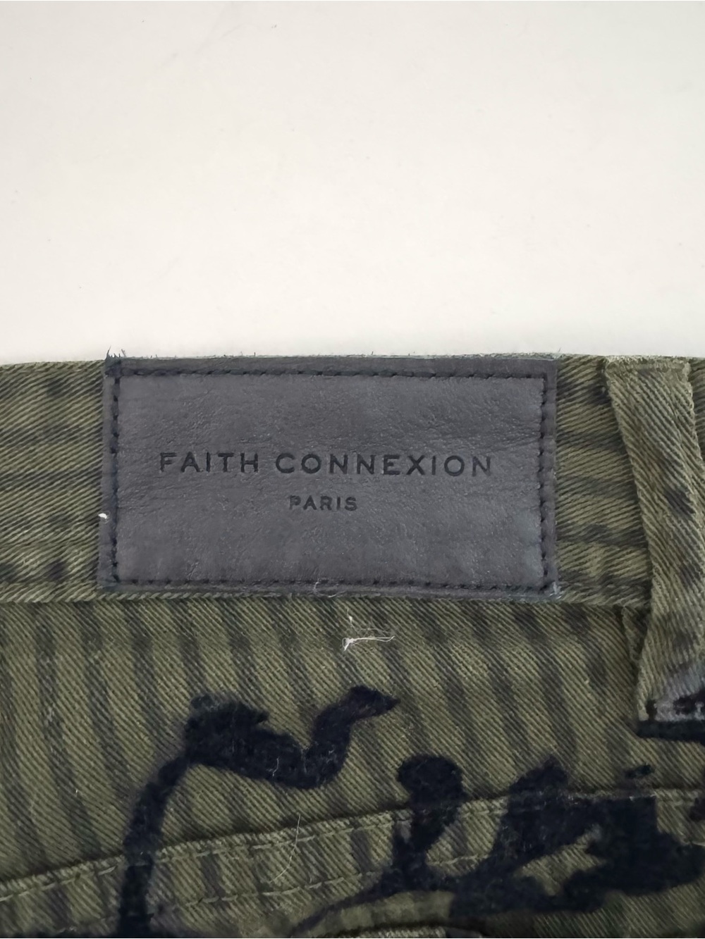 Faith Connexion Olive Green Skinny Jeans with Velvet Brocade Pattern - Size 29 - Picture 7 of 10